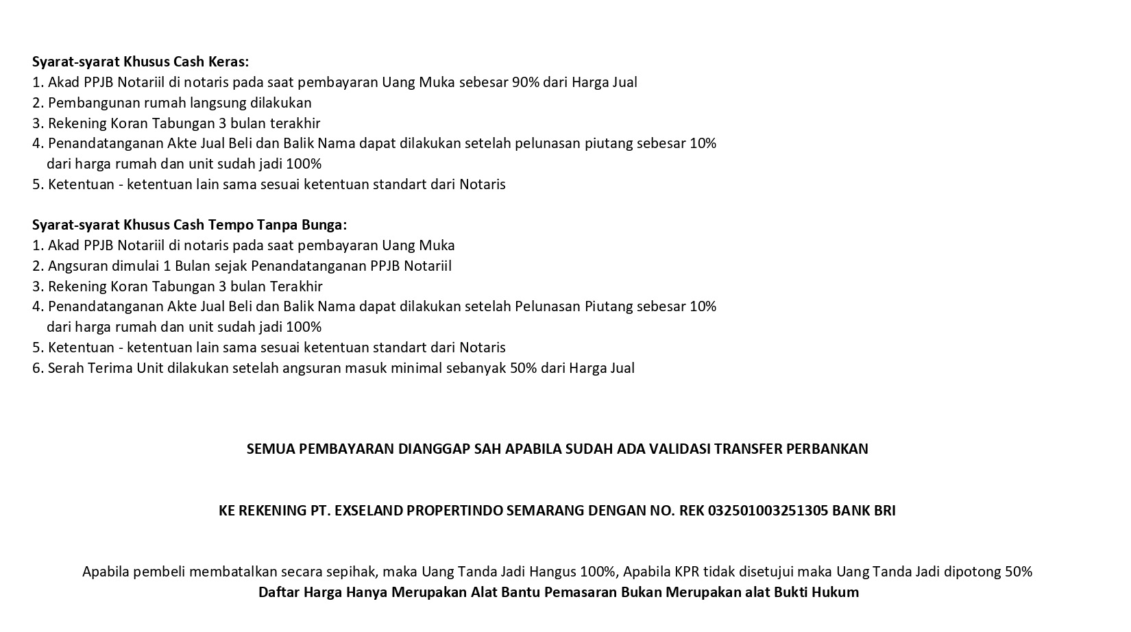 Price List Haarlem Townhouse