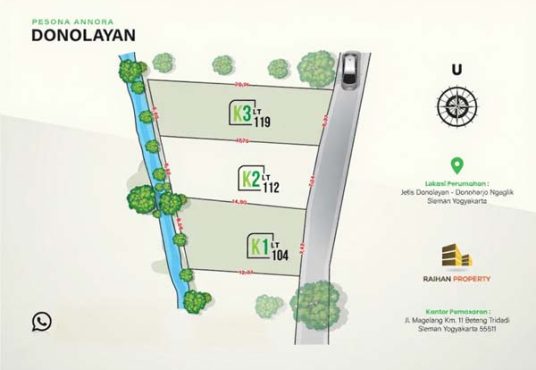 Jual Tanah di Jl. Palagan Km 10 Tepi Sungai Cocok untuk Villa