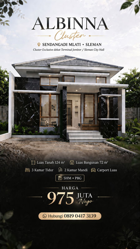Albinna Cluster Rumah Modern Sterategis di Mlati Sleman dekat Terminal Jombor / Sleman City Hall