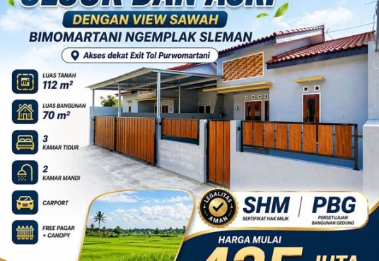Rumah Cantik Harga Ekonomis di Bimomartani Ngemplak Sleman