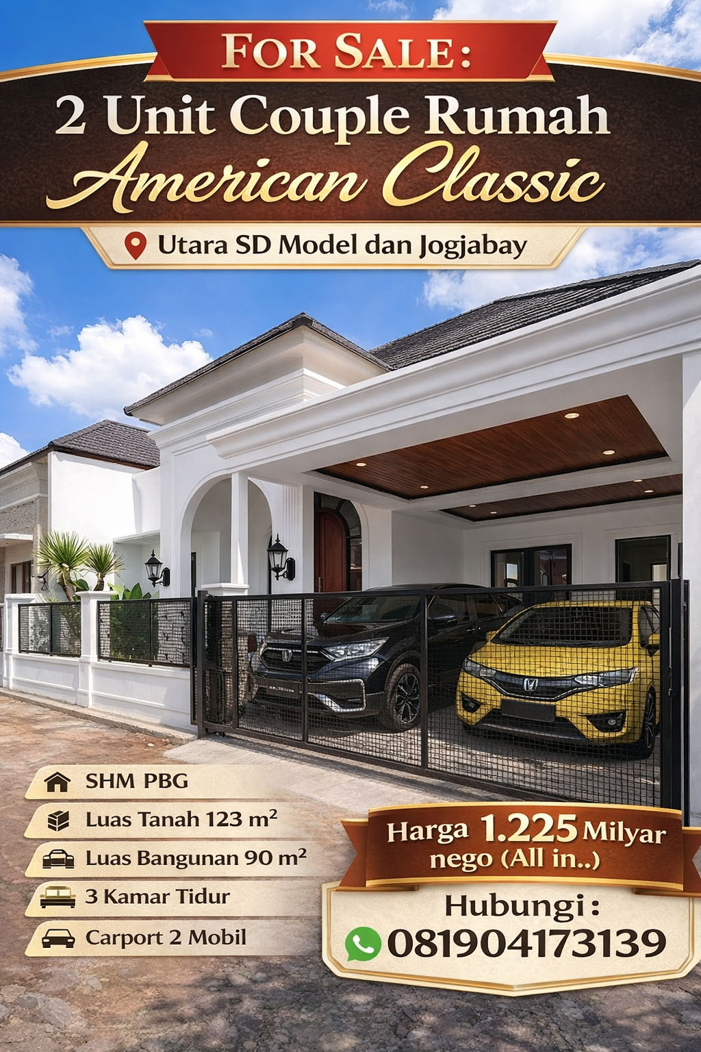 Rumah Mewah Desain Klasik Mediteran Modern Utara Jogja Bay