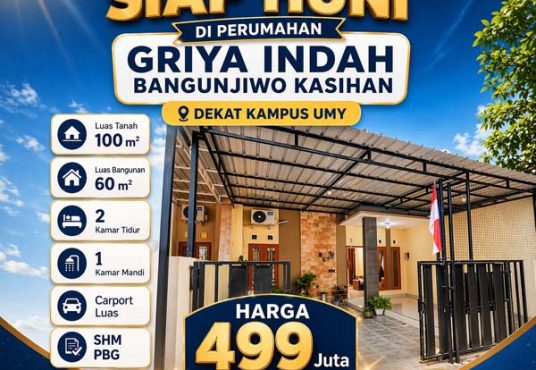 Rumah Minimalis Siap Huni di Perum Griya Indah Bangunjiwo dkt UMY