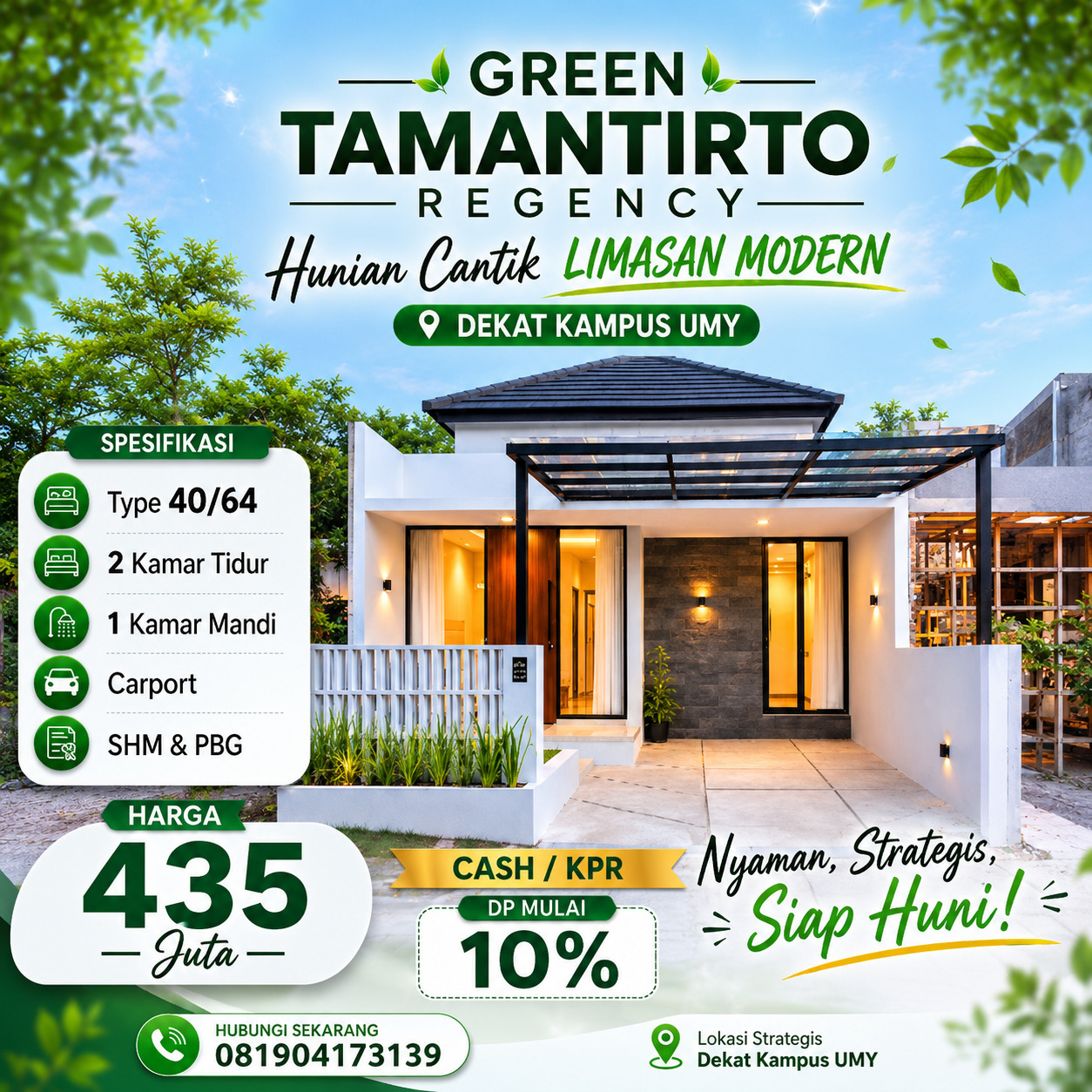 Rumah Cantik Limasan Modern di Karangjati Tamantirto dekat Kampus UMY