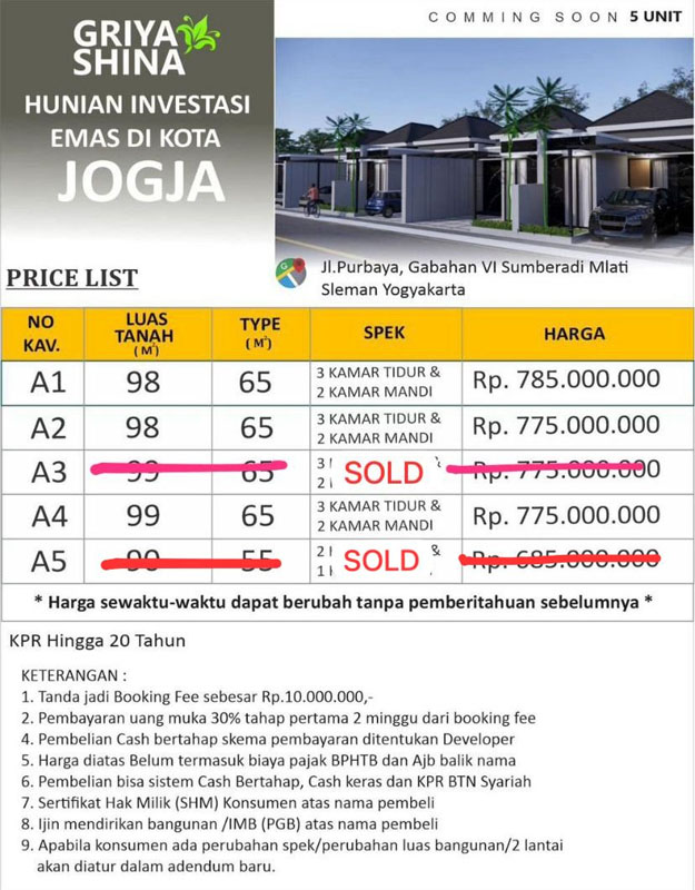 CLUSTER GRIYA SHINA RUMAH BARU MEWAH & MODERN DI MLATI SLEMAN