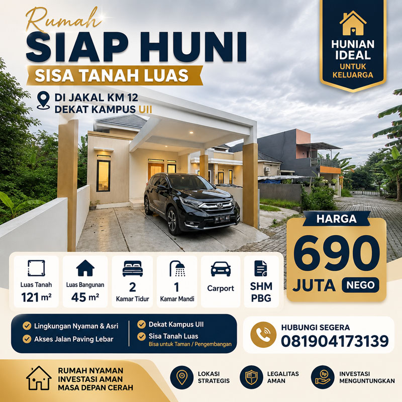 Rumah siap Huni dekat UII Jakal