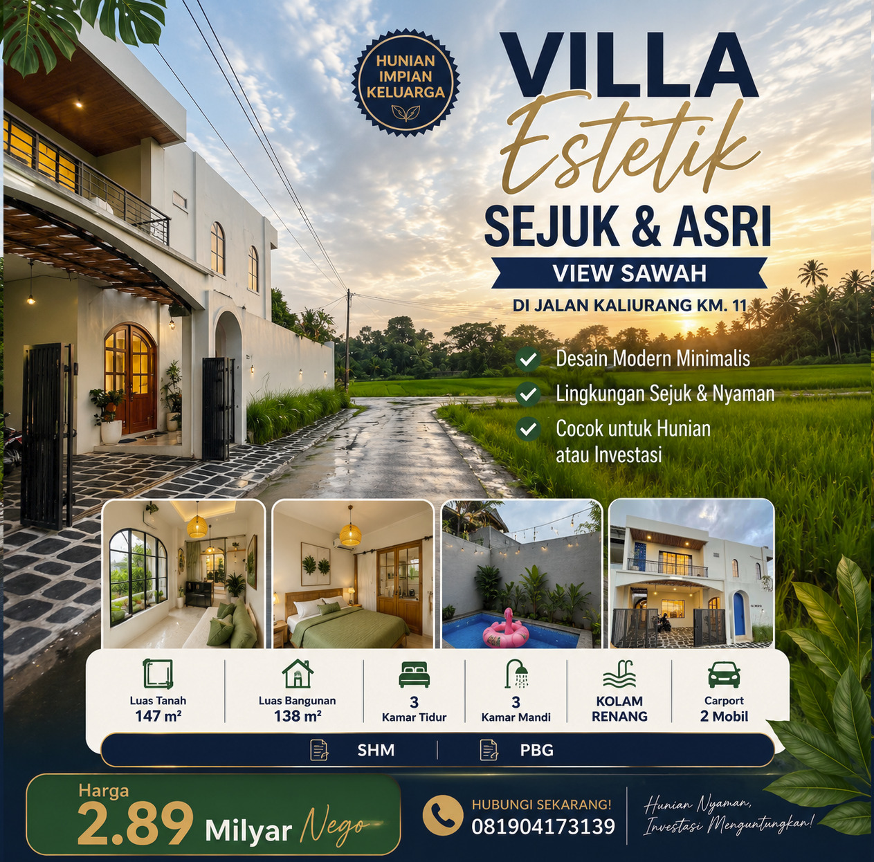VILLA VIEW SAWAH FULL FURNISHED JAKAL KM 11