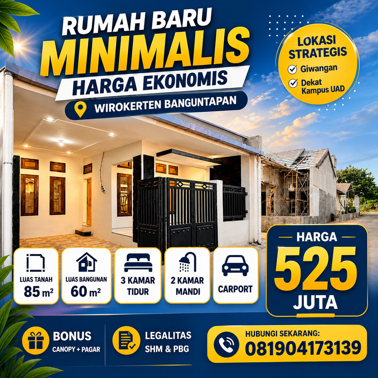 Rumah Minimalis Strategis Dekat Giwangan & UAD