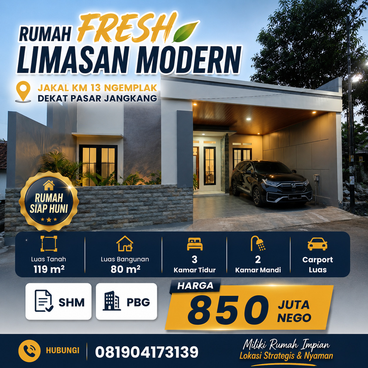 Rumah Baru Fresh Limasan Modern Kekinian Di Jalan Kaliurang Km 13 Ngemplak Sleman