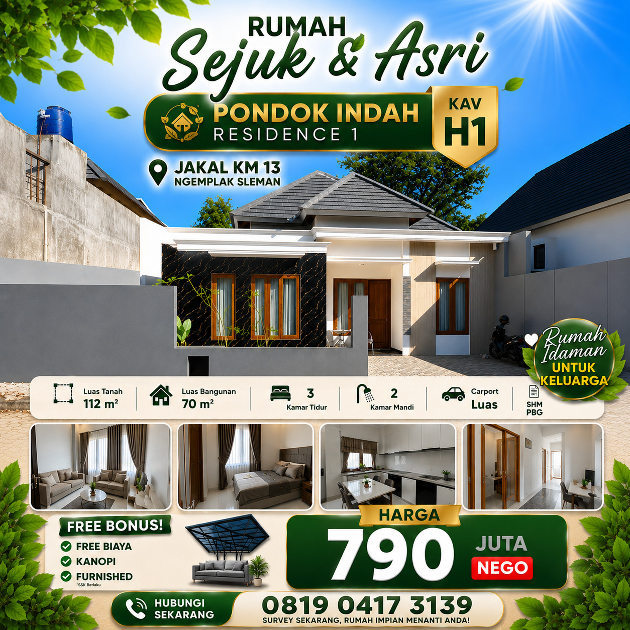 Rumah Limasan Modern full furnished di Pondok Indah Residence 1