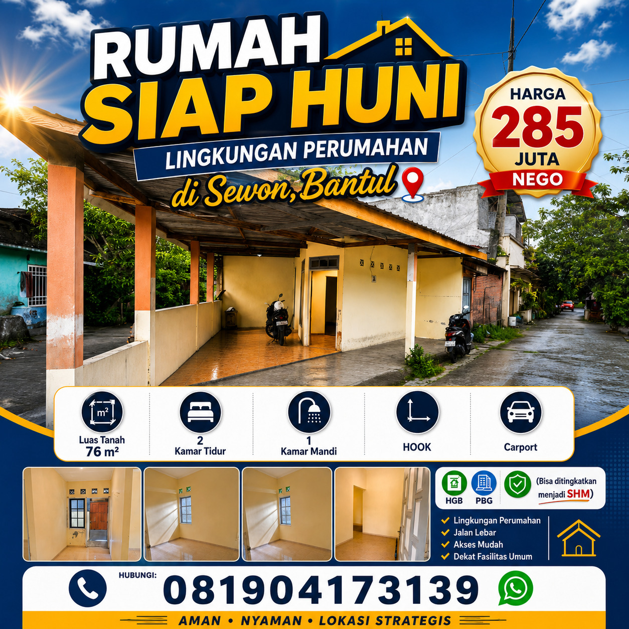 Rumah Sederhana Siap Huni dalam Lingkungan Perumahan di Sewon Bantul