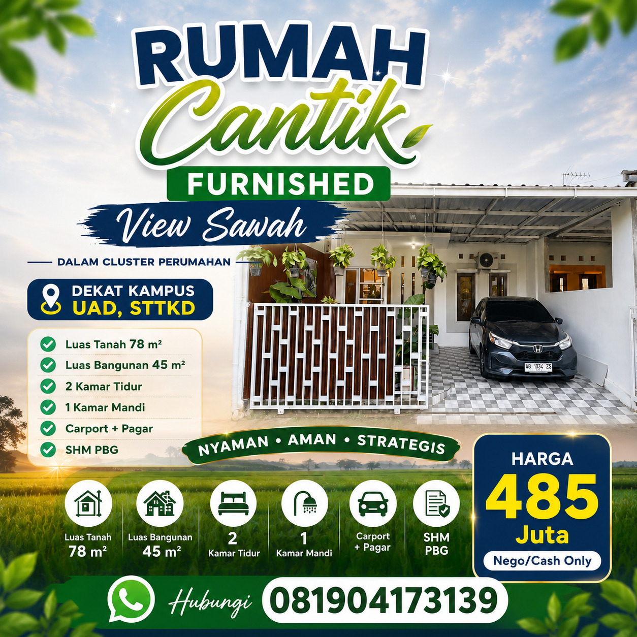 Rumah Minimalis Full Furnished di Ngoto Sewon