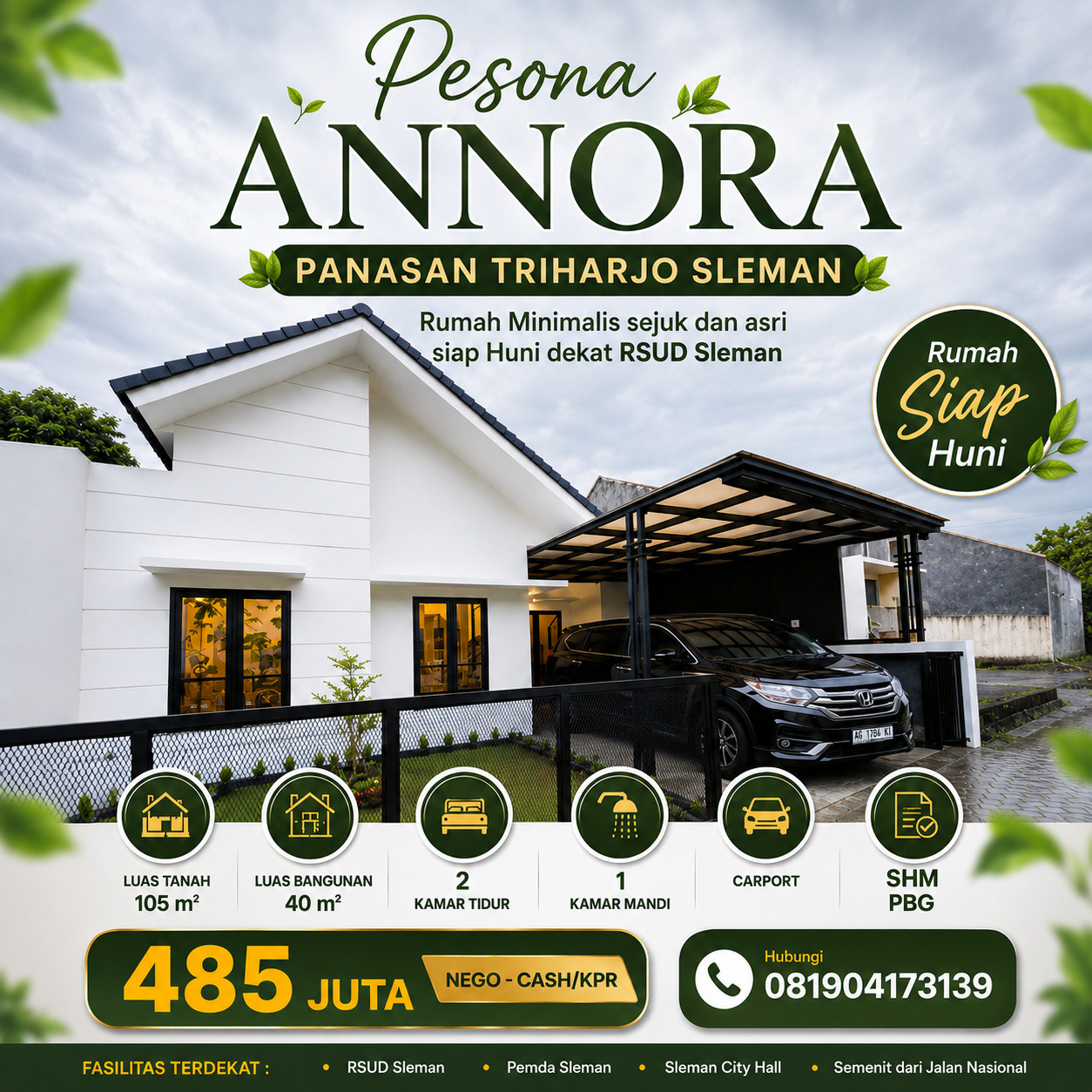 Rumah Cantik Minimalis Siap Huni Pesona Annora Panasan dekat RSUD Sleman