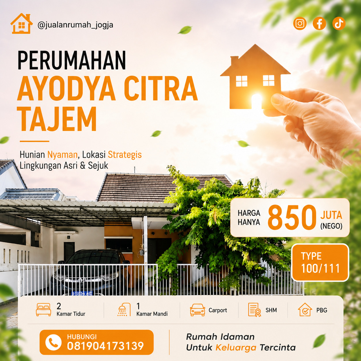 Rumah Dijual di Perumahan Ayodya Citra Maguwo dekat Jogjabay
