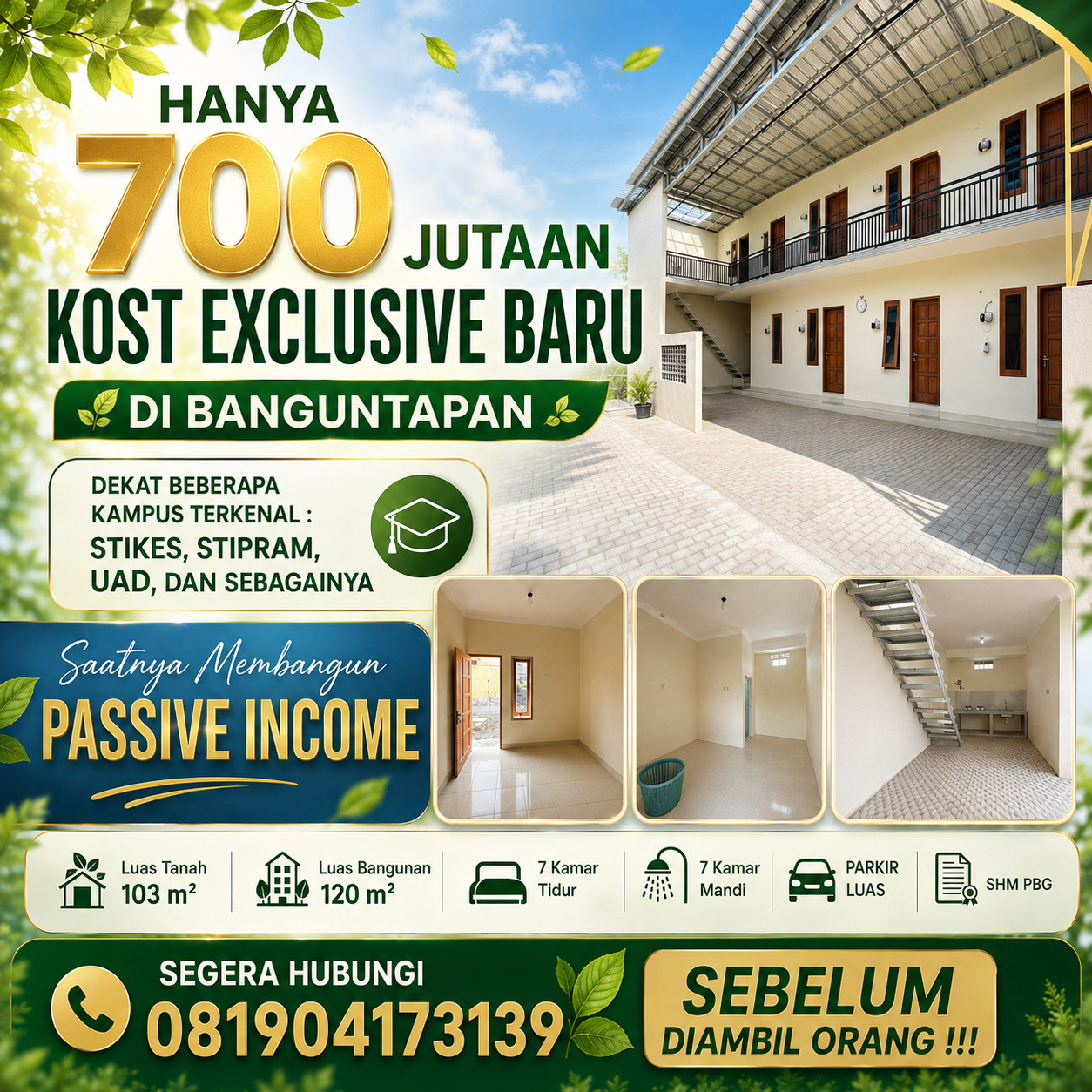Kost Exclusive Baru dekat Kampus STIEKES STIPRAM dan UAD