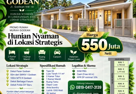 Graha Pesona Godean Rumah Limasan Modern Dekat SMK N 1 Godean