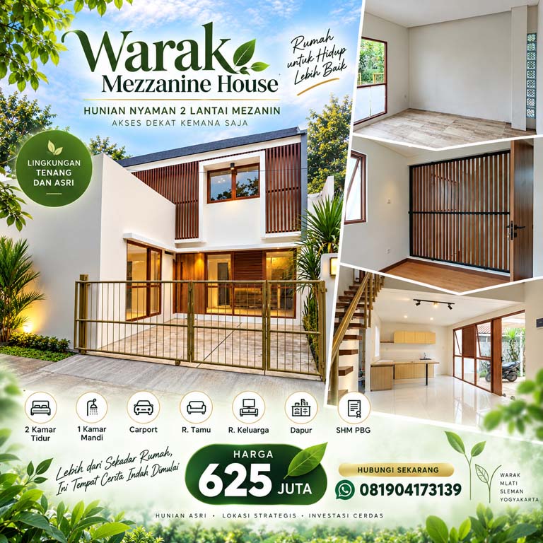Rumah 2 Lantai Mezanin di Sumberadi Mlati dekat Pemda Sleman