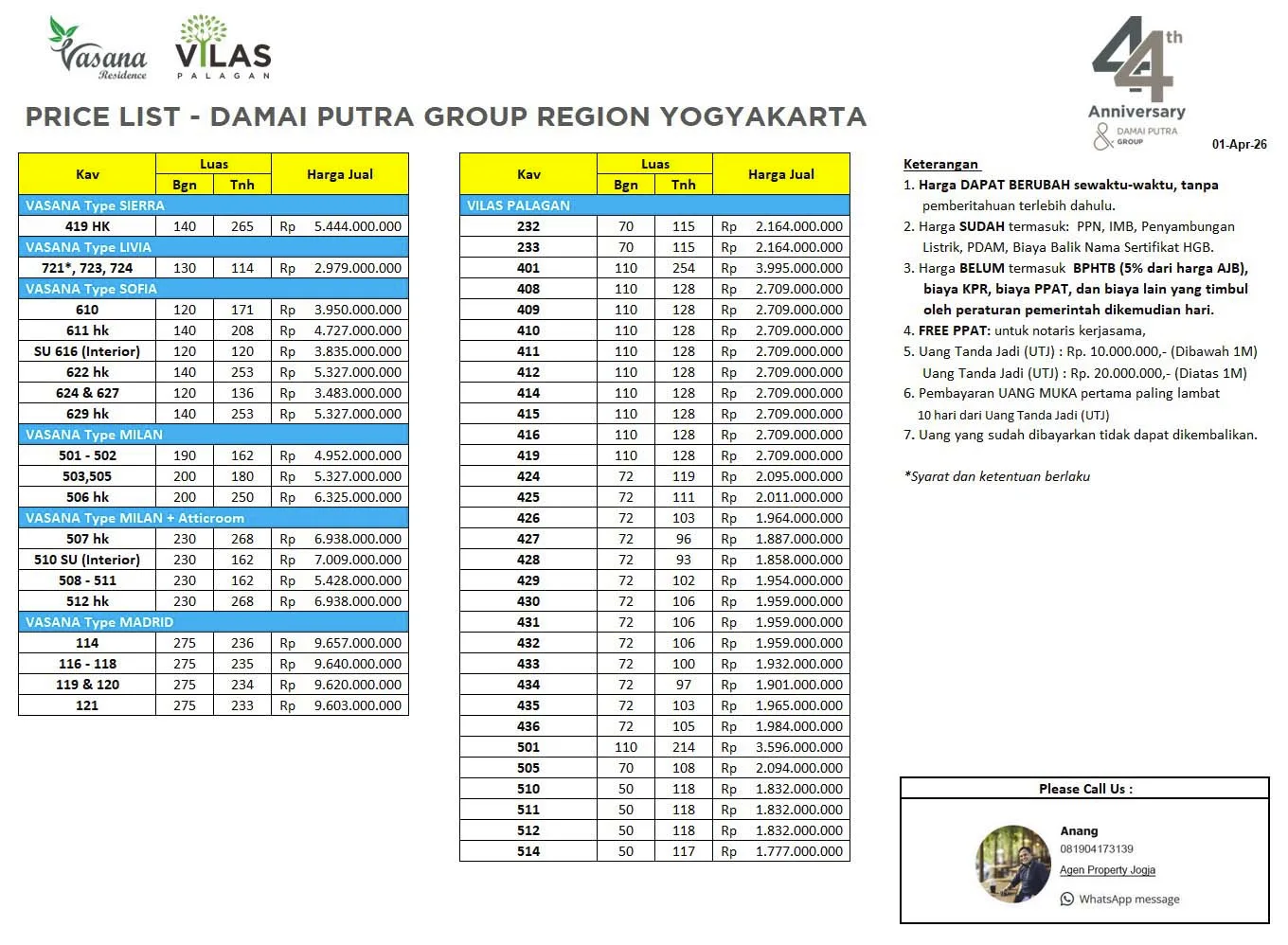 Price List