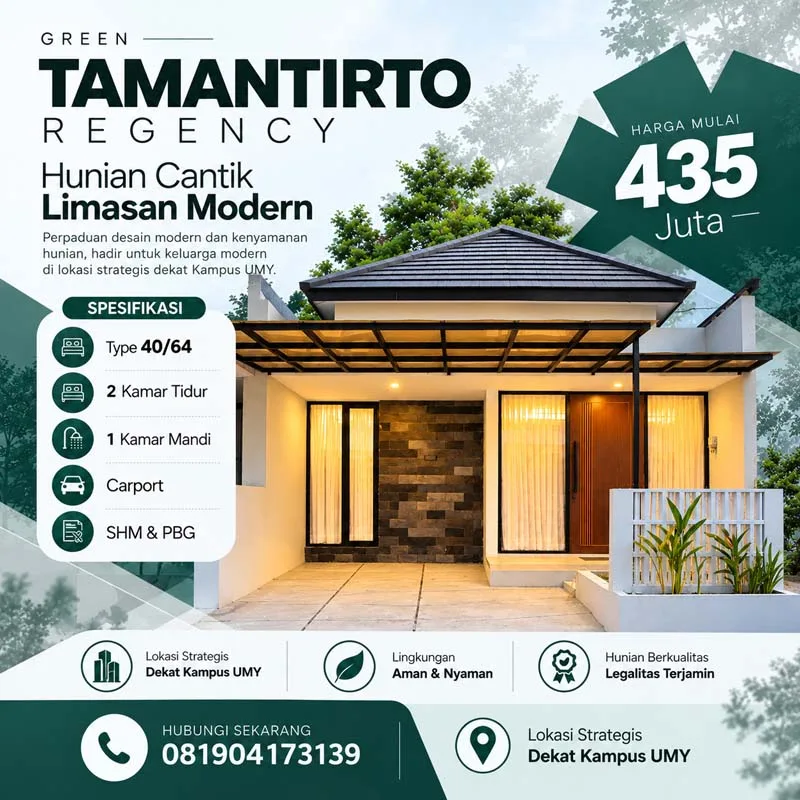 Rumah Cantik Limasan Modern di Karangjati Tamantirto dekat Kampus UMY